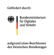 Gefördert durch das Budesministerium für Digitales und Verkehr aufgrund eines Beschlusses des Deutschen Bundestages